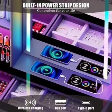 Stylish Makeup Vanity Desk with Lights & Charging
