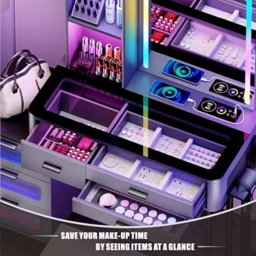 Stylish Makeup Vanity Desk with Lights & Charging