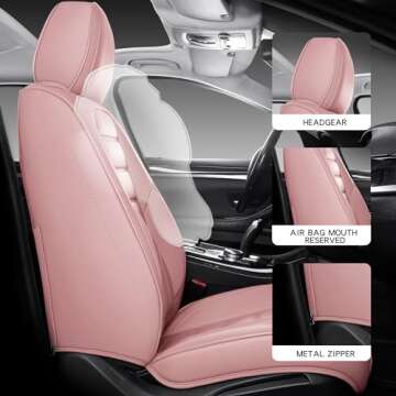 Isen-CoverAuto Full Coverage Faux Leather Car Seat Covers with Memory-Foam Neck Pillows Universal Fi...