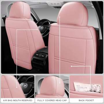 Isen-CoverAuto Full Coverage Faux Leather Car Seat Covers with Memory-Foam Neck Pillows Universal Fit for Cars,Trucks,SUVs with Waterproof Leatherette in Automotive Seat Cover Accessories
