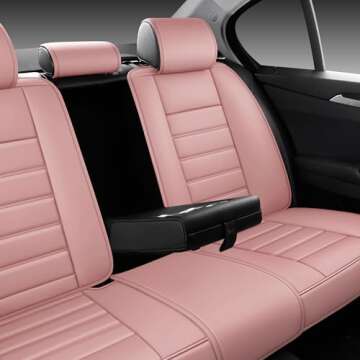 Isen-CoverAuto Full Coverage Faux Leather Car Seat Covers with Memory-Foam Neck Pillows Universal Fit for Cars,Trucks,SUVs with Waterproof Leatherette in Automotive Seat Cover Accessories