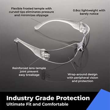 amoolo Clear Safety Glasses Bulk of 24, Protective Eyewear for Men Women, ANSI Z87.1 Impact Resistan...