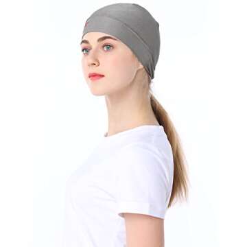 LVFEIER High Elastic RF EMF - Cell Towers - Smart Meters - WiFi Shielding Cap Protect Healthy (Medium) Silver Grey