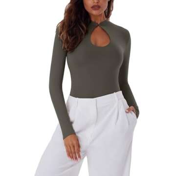 Stylish REORIA Women's Cut Out Bodysuits for Fall & Winter