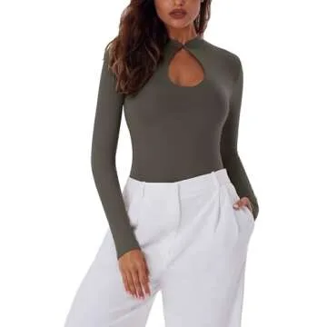 Stylish REORIA Women's Cut Out Bodysuits for Fall & Winter