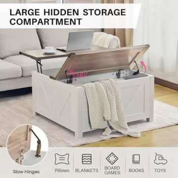 Redlife Farmhouse Lift Top Coffee Table with Storage