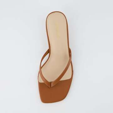 CUSHIONAIRE Women's Miami Kitten heel thong sandals +Memory Foam, Wide Widths Available, Whiskey 7.5