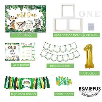 Wild One Birthday Decorations Supplies, Jungle Theme First Birthday Decoration, First Birthday Ballo...