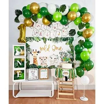 Wild One Birthday Decorations Supplies, Jungle Theme First Birthday Decoration, First Birthday Balloon Box for 1st Birthday Boy Girls Decorations, Jungle Safari 1st Birthday Party Supplies