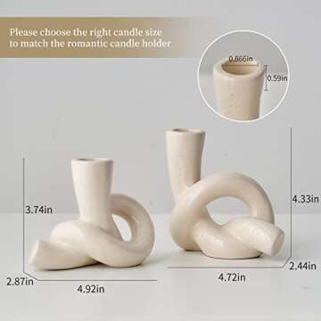 2 Pcs Pretty Ceramic Candle Holder, Modern Abstract Art Candlestick Holder Set, Table Centerpiece Ta...