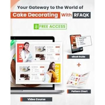 RFAQK 250 PCs Aluminum Cake Decorating Tools Kit with 12" Metal Turntable & Knife set-48 Numbered Icing Tips-3 Russian Piping Nozzles-Straight & Angled Spatula-Cake Leveler& Baking Supplies Tools