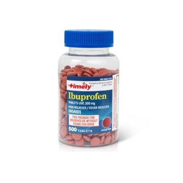 TIME-CAP LABS, INC. Timely Ibuprofen 200mg 500 Tablets - Affordable Fever Reducer and Pain Reliever