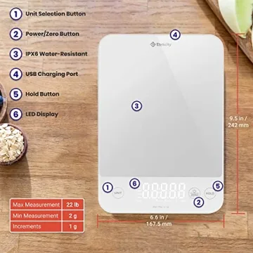 Etekcity Digital Kitchen Scale Rechargeable Waterproof