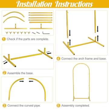Metal Arch Stand and Cover Set,1 Red Spandex Fitted Backdrop with 1 Gold Wedding Arched Stand Frame for Parties Birthday Baby Shower Bridal Banquet Decoration (4FT)