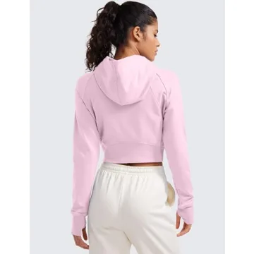 Stylish CRZ YOGA Cropped Fleece Zip Up Hoodie for Women