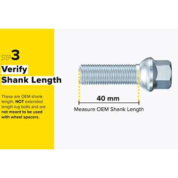 20pcs Extended Silver 12x1.5 Lug Bolts (40mm Shank Length, Ball Seat) Compatible with Mercedes Benz (Check Description for Year Model) - C230 C240 C280 C320 E320 E420 E430 CL43 AMG SLK CLK