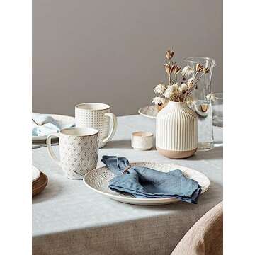 LE TAUCI Coffee Mugs 12 oz, Ceramic Mug Set, Embossment Cups for Latte, Hot Tea, Cappuccino, Mocha, Cocoa，Suit For Housewarming Wedding - 3.4 inch, Set of 4, Arctic White