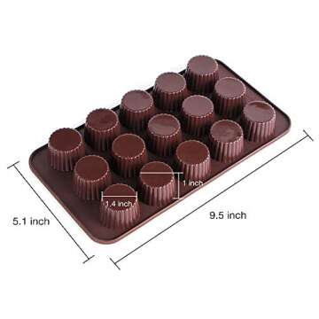 Webake Chocolate Candy Molds Silicone Baking Mold for Snack Size Peanut Butter Cup, Jello, Keto Fat ...