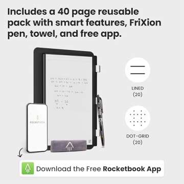 New Rocketbook Pro 2.0 Smart Notebook | Black | Scannable Office Notebook with 20 Sheet Page Pack - Lined and Dot Grid | Hardcover Vegan Leather Reusable with 1 Pilot Frixion Pen & 1 Microfiber Cloth | Letter Size: 8.5 in x 11 in