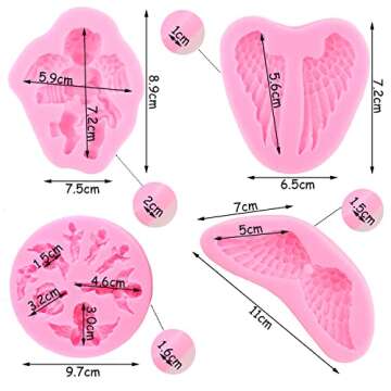 ZiXiang Angel Baby Silicone Mold Angel Wings Fondant Molds Angel Cherub Silicone Molds For Baby Shower Cake Decoration Cupcake Topper Candy Chocolate Candy Polymer Clay Set Of 4