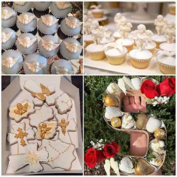 ZiXiang Angel Baby Silicone Mold Angel Wings Fondant Molds Angel Cherub Silicone Molds For Baby Shower Cake Decoration Cupcake Topper Candy Chocolate Candy Polymer Clay Set Of 4