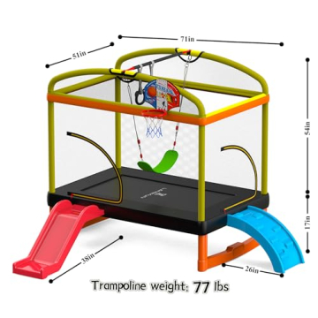 USPOINT 6.5ft Mini Trampoline for Kids - Safe Fun!