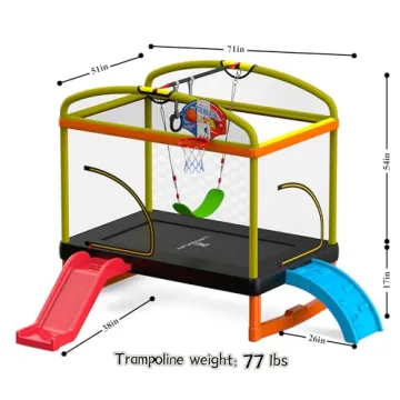 USPOINT 6.5ft Mini Trampoline for Kids - Safe Fun!