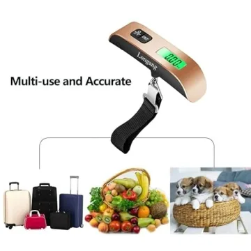 Longang Digital Hanging Luggage Scale with Backlit for Travel, Portable Handheld Suitcase Weight Scale with Hook, 110 Pounds, Battery Included