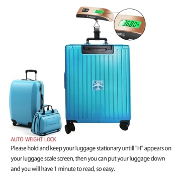 Longang Digital Hanging Luggage Scale with Backlit for Travel, Portable Handheld Suitcase Weight Scale with Hook, 110 Pounds, Battery Included