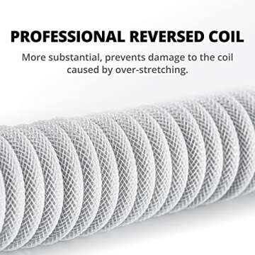 GUNMJO Pro Custom Coiled USB C Cable for Gaming Keyboard, Double-Sleeved Mechanical Keyboard Cable w...