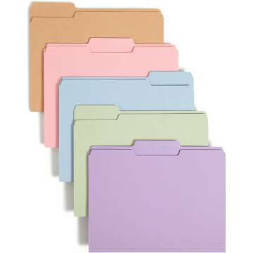 Smead File Folder Letter Size, Assorted Pastel, 100/Box