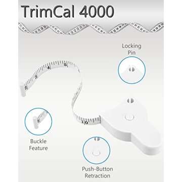 Sequoia Fitness Trimcal 4000 Body Fat Caliper with Body Measure Tape & Fat% Chart (Black & White)