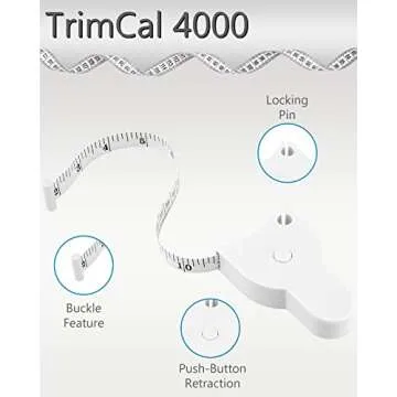 Sequoia Fitness Trimcal 4000 Body Fat Caliper with Body Measure Tape & Fat% Chart (Black & White)