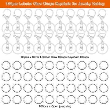 30Pcs Lobster Claw Clasps Keychain for Jewelry Making,Metal Lobster Clasp Swivel Trigger Clips with ...
