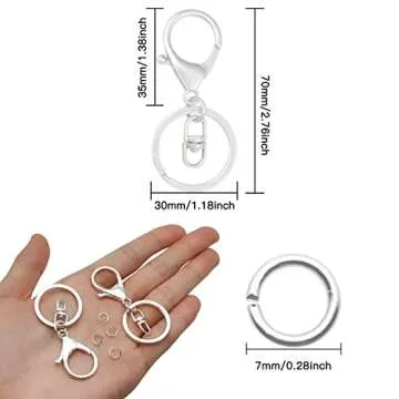 30Pcs Lobster Claw Clasps Keychain for Jewelry Making,Metal Lobster Clasp Swivel Trigger Clips with Swivel Clasps Hook Clips Flat Split Keychain Ring 100Pcs Open Jump Ring for DIY Craft(Silver)