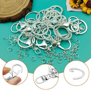 30Pcs Lobster Claw Clasps Keychain for Jewelry Making,Metal Lobster Clasp Swivel Trigger Clips with Swivel Clasps Hook Clips Flat Split Keychain Ring 100Pcs Open Jump Ring for DIY Craft(Silver)