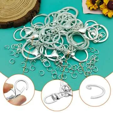 30Pcs Lobster Claw Clasps Keychain for Jewelry Making,Metal Lobster Clasp Swivel Trigger Clips with Swivel Clasps Hook Clips Flat Split Keychain Ring 100Pcs Open Jump Ring for DIY Craft(Silver)
