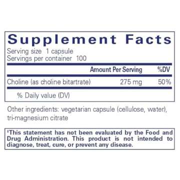 Pure Encapsulations Choline (Bitartrate) - 275 mg Choline (Bitartrate) - Supports Methylation, Brain...