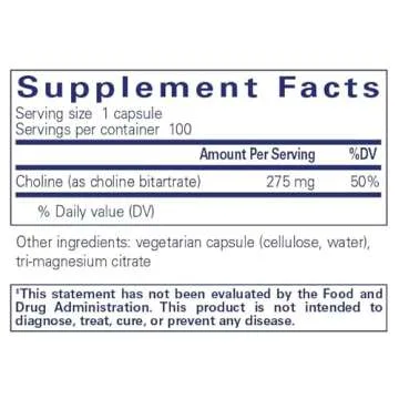 Pure Encapsulations Choline (Bitartrate) - 275 mg Choline (Bitartrate) - Supports Methylation, Brain...