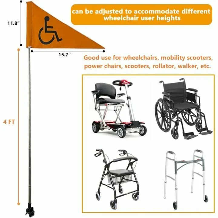 4FT Folding Wheelchair Flag for Elderly Safety