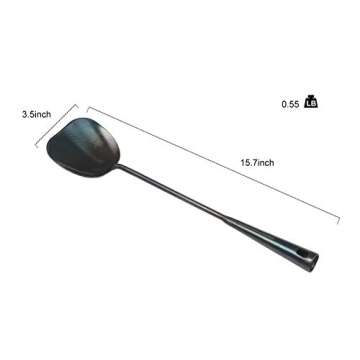ZhenSanHuan Chinese Traditional HandMade Iron Spatula & Ladle Wok Tool Set,Long wok utensils (Spatula)