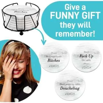 Funny Coasters - Perfect White Elephant Gifts - Unique Gifts for Women Men - Cool Friend Gifts - Secret Santa Gifts - Gag Gifts - Couples Gifts - Funny Housewarming Gifts - Birthday