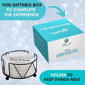 Funny Coasters - Perfect White Elephant Gifts - Unique Gifts for Women Men - Cool Friend Gifts - Secret Santa Gifts - Gag Gifts - Couples Gifts - Funny Housewarming Gifts - Birthday