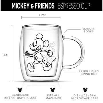 JoyJolt Aroma Disney Mickey Pluto Espresso Cups Set