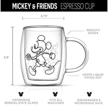 JoyJolt Aroma Disney Mickey Pluto Espresso Cups Set