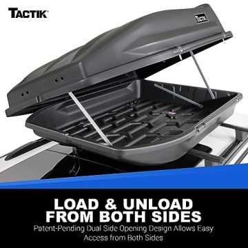 TACTIK Rooftop Cargo Carrier Hard Shell, X-Large, Dark Slate - Rooftop Cargo Carrier for Top of Vehicle - Car Roof Cargo Carrier - Load & Unload from Both Sides - 57" x 38.5" x 17.75"