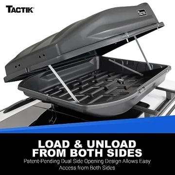 TACTIK Rooftop Cargo Carrier Hard Shell, X-Large, Dark Slate - Rooftop Cargo Carrier for Top of Vehicle - Car Roof Cargo Carrier - Load & Unload from Both Sides - 57" x 38.5" x 17.75"