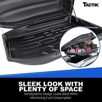 TACTIK Rooftop Cargo Carrier Hard Shell, X-Large, Dark Slate - Rooftop Cargo Carrier for Top of Vehicle - Car Roof Cargo Carrier - Load & Unload from Both Sides - 57" x 38.5" x 17.75"