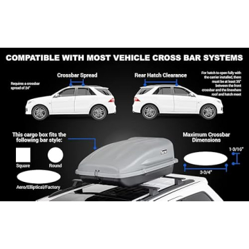 TACTIK Rooftop Cargo Carrier Hard Shell, X-Large, Dark Slate - Rooftop Cargo Carrier for Top of Vehicle - Car Roof Cargo Carrier - Load & Unload from Both Sides - 57" x 38.5" x 17.75"