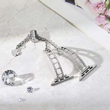 Missair Compatible with Apple Watch Band 38mm 40mm 41mm 45mm 44mm 42mm Series 8 7 6 5 4 3 2 1 SE Ultra 49mm, Women Bling Diamond Jewelry Dressy Metal Strap Shiny Bracelet